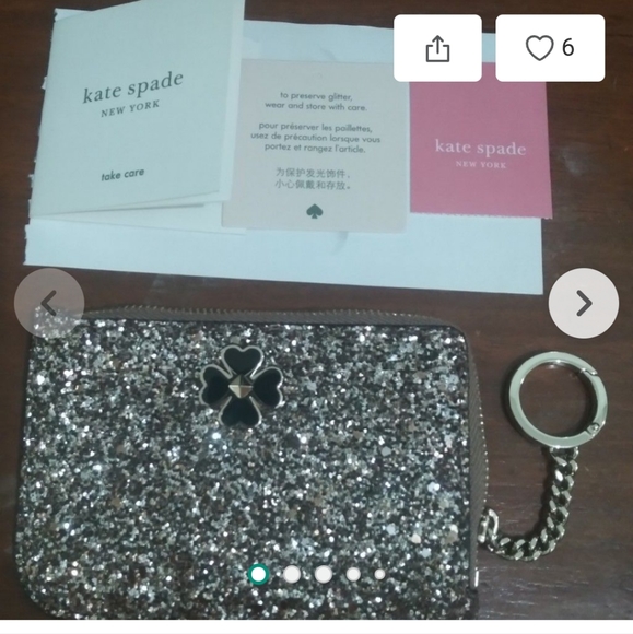 KATE SPADE ♠️  SPARKLE GLITTER CARD HOLDER WALLET KEYCHAIN - Picture 1 of 6